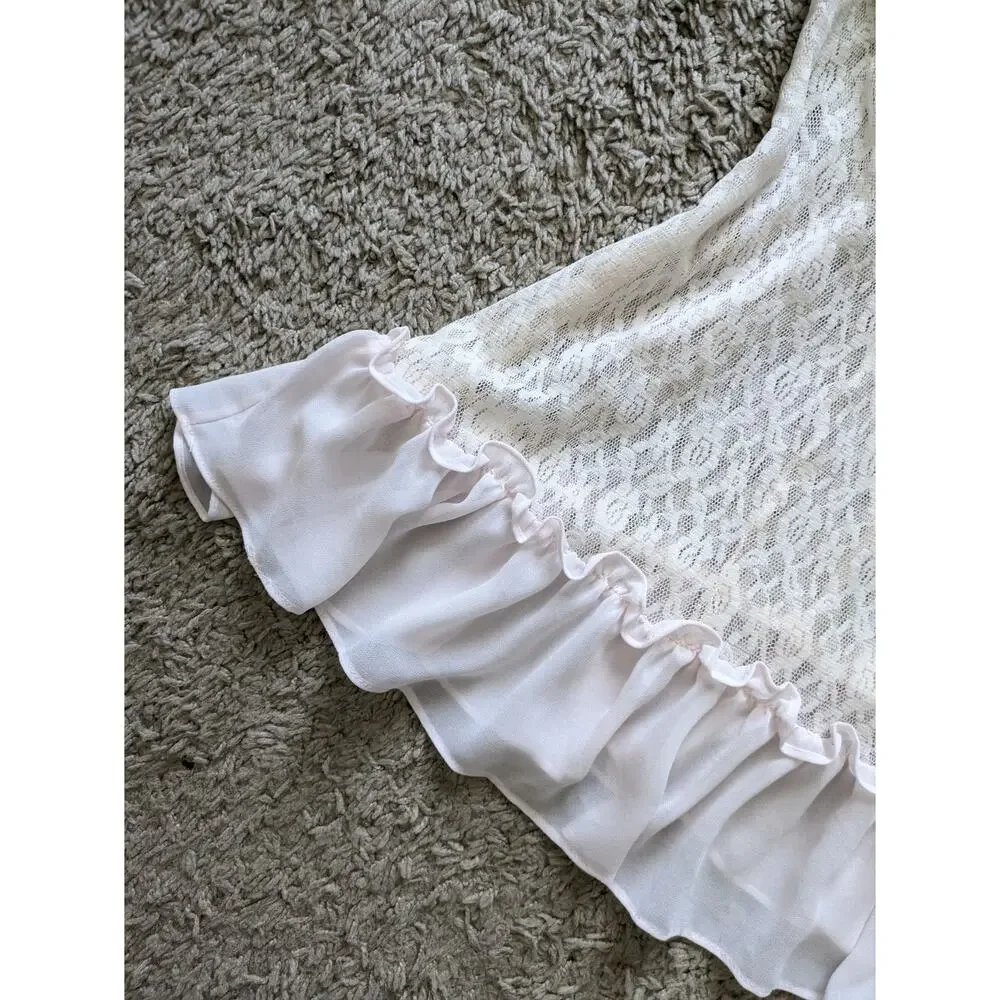 Y2K Apt.9 Babydoll Lace Slip Dress Womens L Pink Sequin Coquette Barbiecore